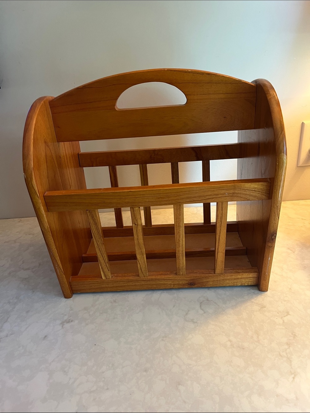 Vintage Wooden Magazine Record Holder Rack Decor